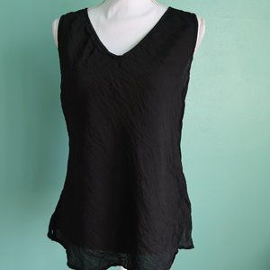 Cut Loose Black Light Weight Crinkle Tank Top